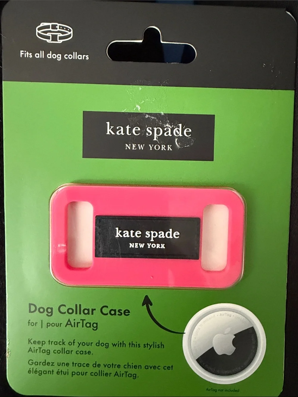 Kate Spade Hot Pink Dog Collar AirTag Case